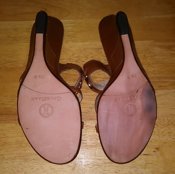 Cole Haan Brown Leather Slide In Wedge - Picture 3 of 6